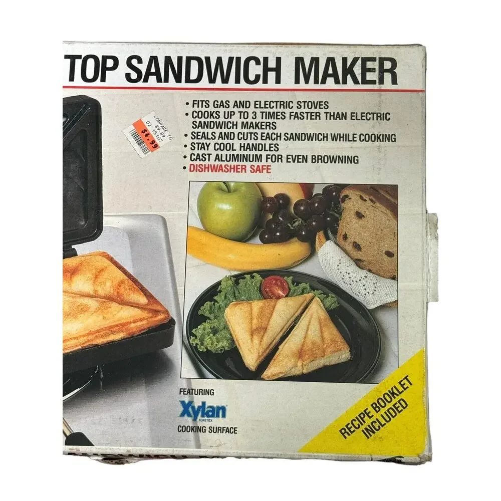 Mr. Stove Top Sandwich Maker Press NEW box NonStick‎ VTG Kitchen Cooking NIB
